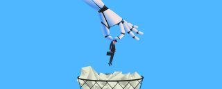 Giant,Robot,Throwing,Man,In,A,Trash,Can.,Artifical,Intelligence