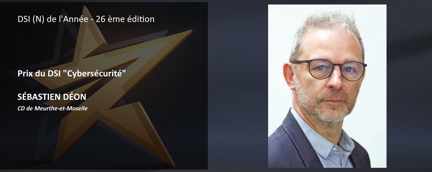 Sébastien Déon, responsable des systèmes d'information du département de Meurthe-et-Moselle, qui s'est vu décerner le trophée dans la catégorie Cybersécurité.