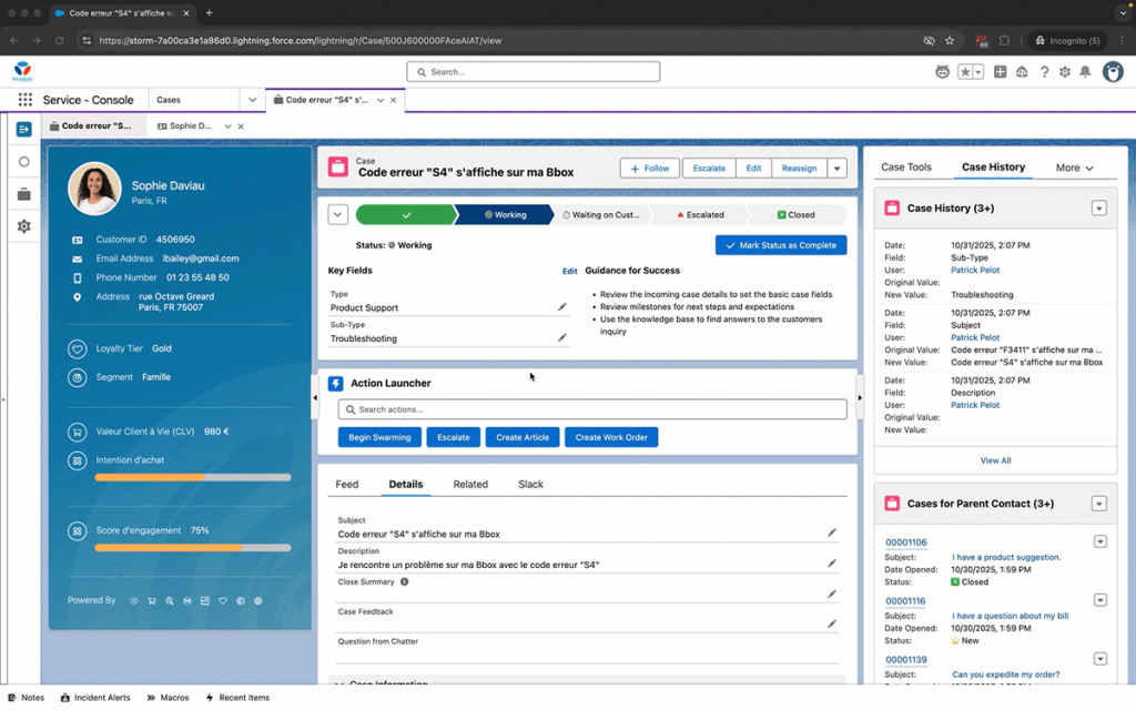 L'IA et Bouygues Telecom. Sur un autre écran, Iris prend le relais. On lui pose une question en langage naturel : « Quels forfaits incluent les appels depuis la France vers l’Europe ? » En dix secondes, la réponse apparaît : claire, sourcée, assortie des liens vers la base de connaissances. 